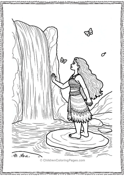 Moana At The Waterfall Free PDF Printable