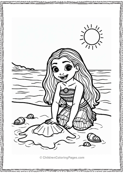 Moana Building A Sandcastle On The Beach Free PDF Printable