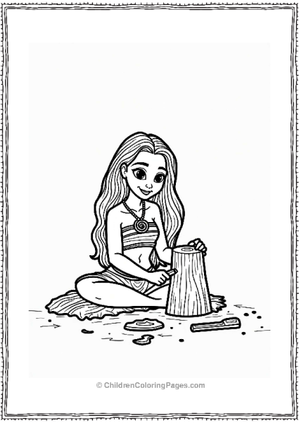 Moana Carving A Wooden Figure Free PDF Printable