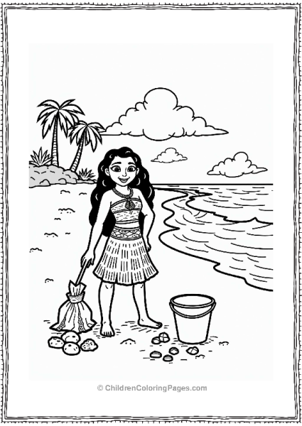 Moana Cleaning The Beach Free PDF Printable