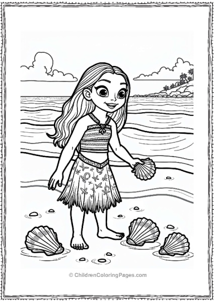 Moana Collecting Seashells By The Shoreline Free PDF Printable