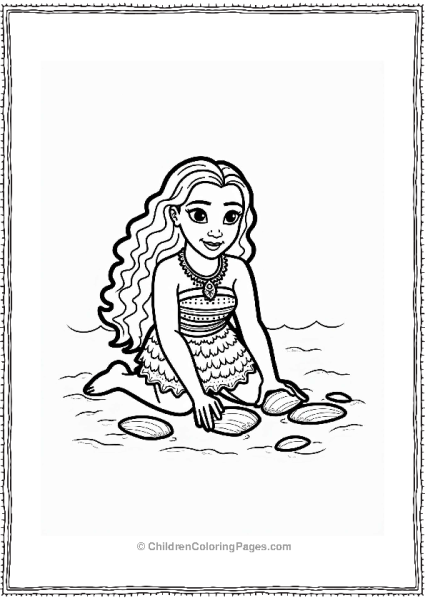 Moana Collecting Shells On The Beach Free PDF Printable