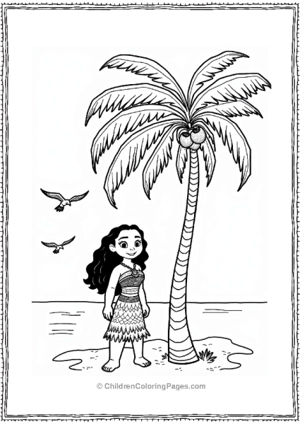 Moana Next To The Coconut Tree Free PDF Printable