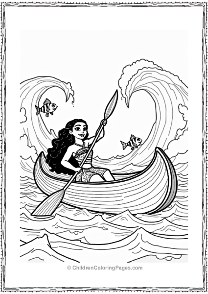 Moana Paddling Her Canoe Free PDF Printable