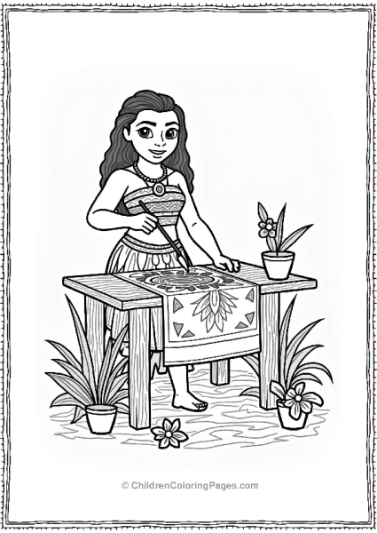 Moana Painting A Tapa Cloth Free PDF Printable