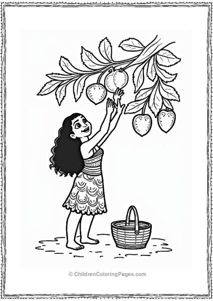 Moana Picking Fruits Under A Tree Free PDF Printable