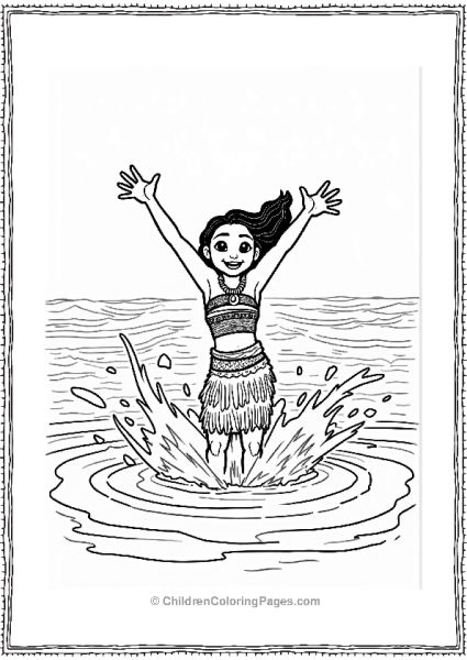 Moana Playing In The Waves Free PDF Printable