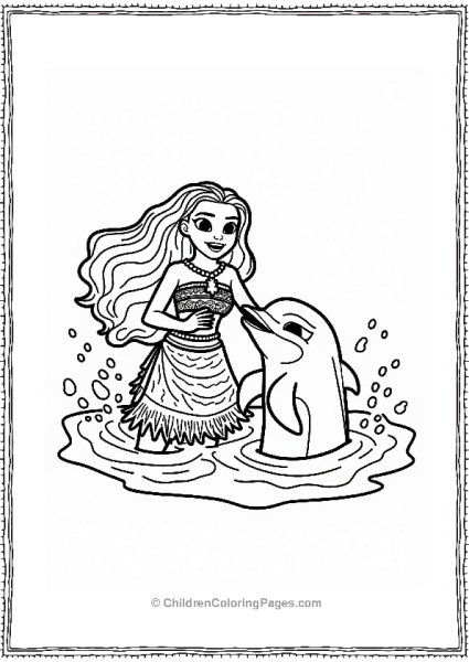 Moana Playing With A Dolphin Free PDF Printable
