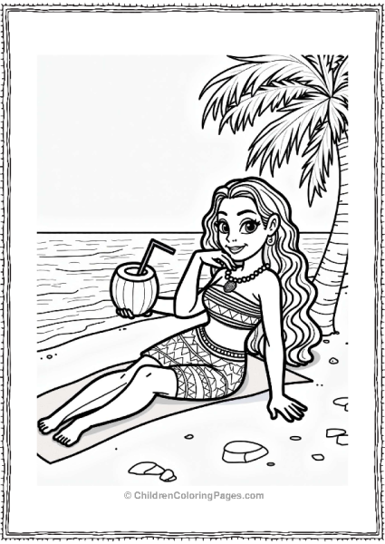 Moana Relaxing With Coconut Drink Free PDF Printable