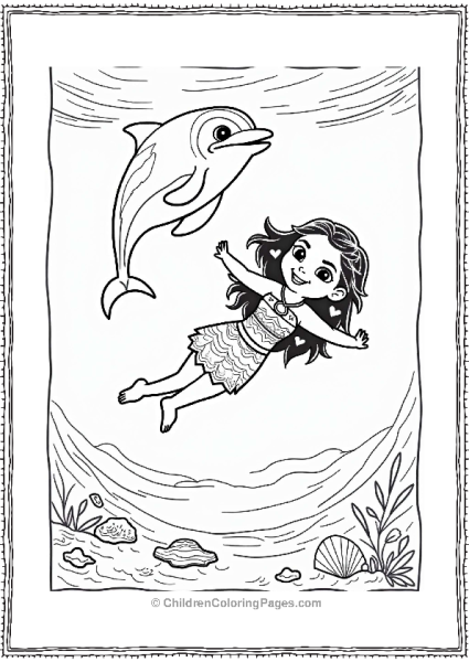 Moana Swimming With A Dolphin Free PDF Printable