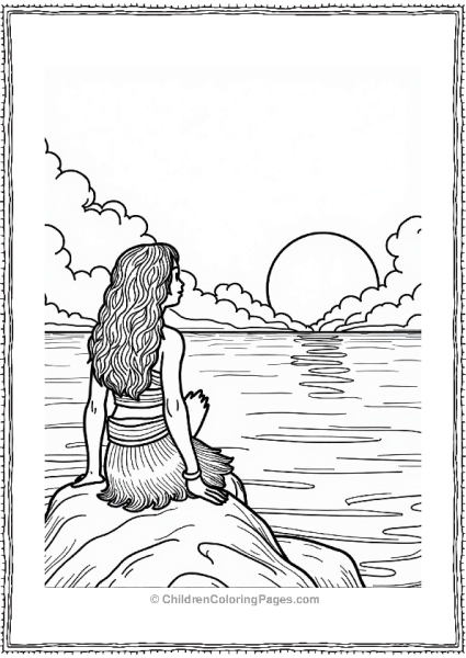 Moana Watching The Sunset Over The Ocean Free PDF Printable