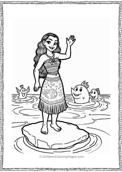 Moana Waving At Ocean Spirits Free PDF Printable