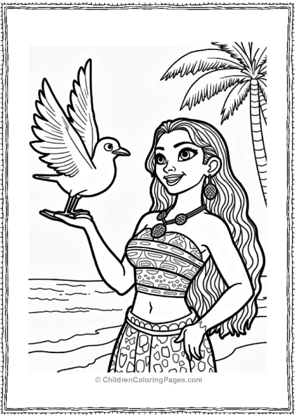 Moana With A Friendly Seagull Free PDF Printable