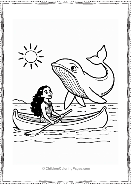 Moana With Her Whale Friend Free PDF Printable