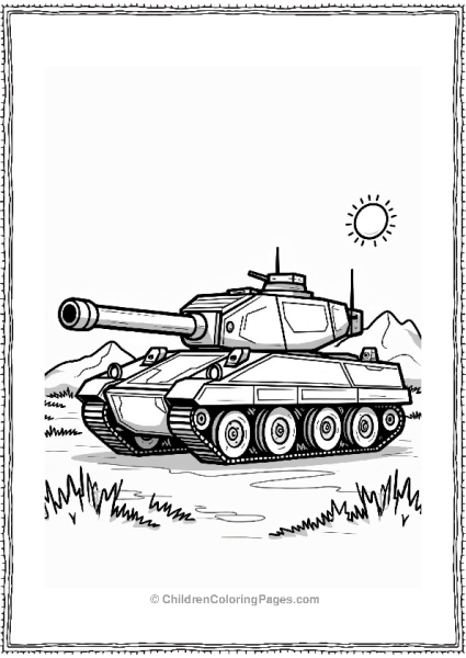 Modern Battle Tank Outline Free PDF Printable