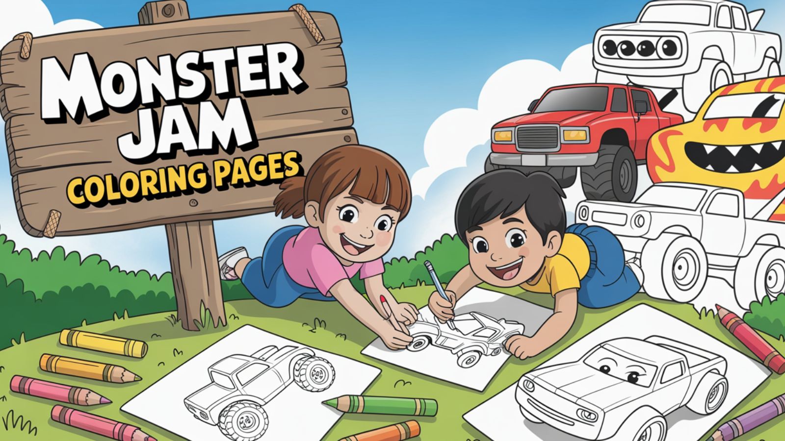 Monster Jam Coloring Pages – Free PDF Printables  🏁🚚🎯🏟️
