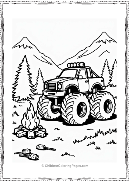 Monster Jam Truck At A Campsite Free PDF Printable
