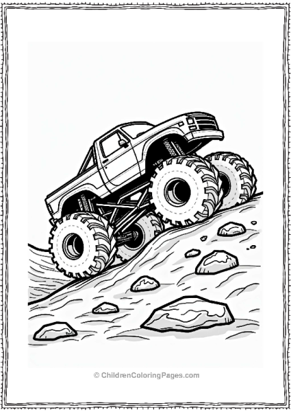 Monster Jam Truck Climbing A Hill Free PDF Printable