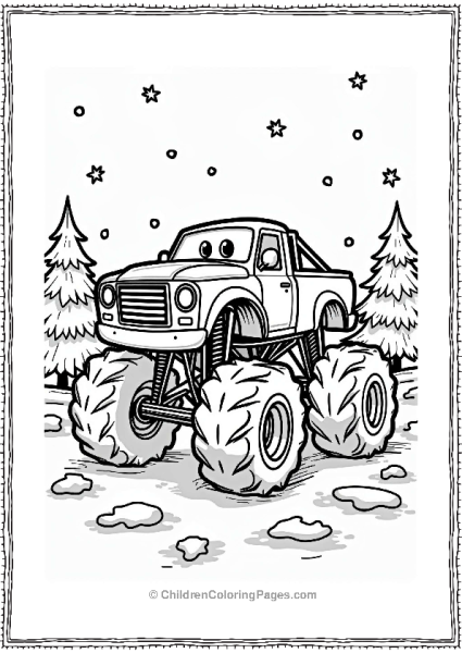 Monster Jam Truck In A Snowy Landscape Free PDF Printable