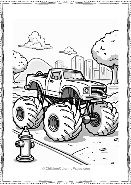 Monster Jam Truck In City Scene Free PDF Printable