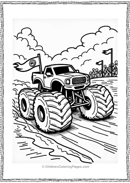 Monster Jam Truck Racing On Dirt Track Free PDF Printable