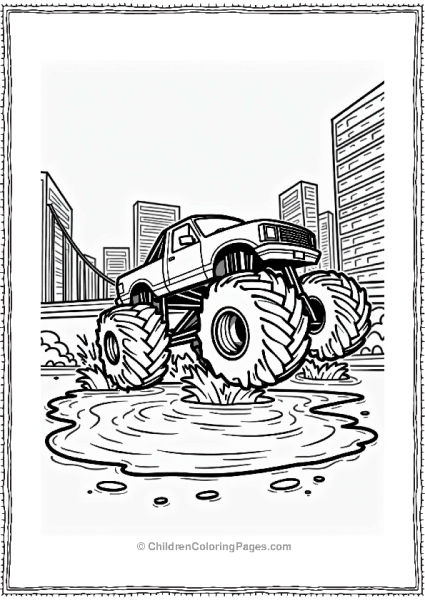 Monster Jam Truck Splashing In The City Free PDF Printable