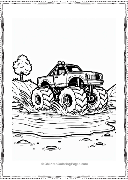 Monster Jam Truck Splashing Through Puddle Free PDF Printable