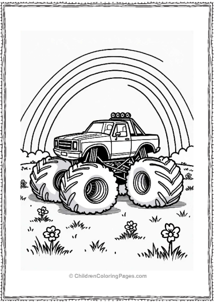 Monster Jam Truck Under A Rainbow Free PDF Printable