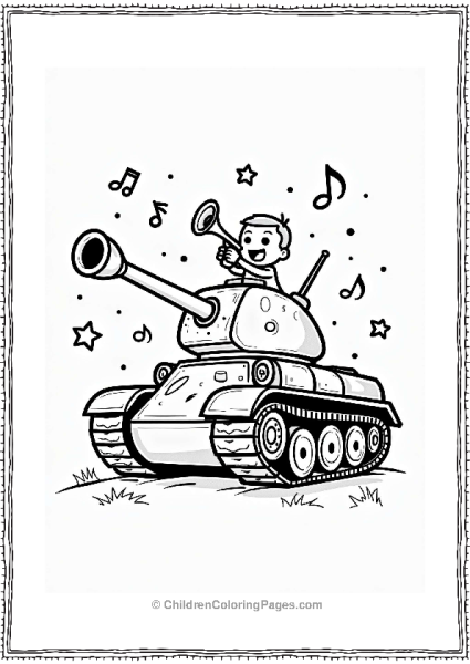 Musical Tank With Cheerful Character Free PDF Printable