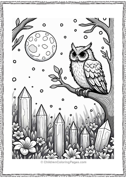 Mystical Night With Glowing Crystals And Owl Free PDF Printable