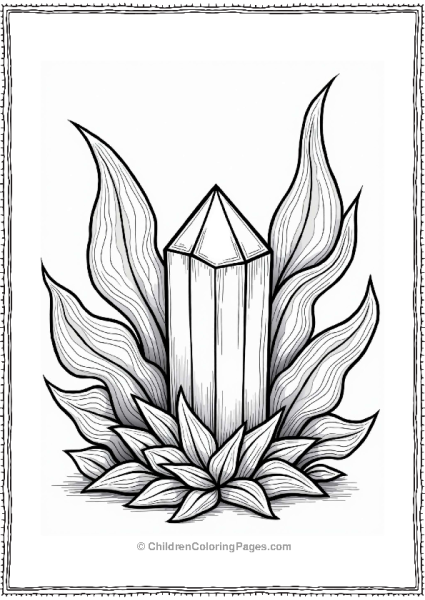Obsidian Crystal Among Curvy Plants Free PDF Printable