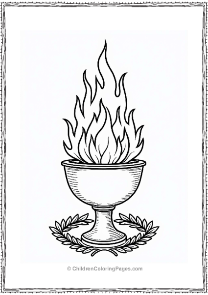 Olympic Flame With Laurel Leaves Free PDF Printable