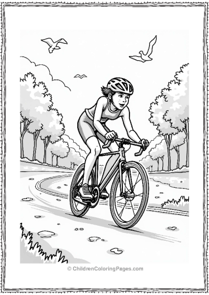 Olympics Athlete In Handcycle Racing Through Park Free PDF Printable