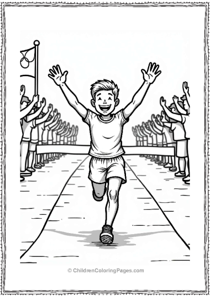 Olympics Cheerful Runner Crossing The Finish Line Free PDF Printable