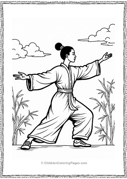 Olympics Elegant Athlete Performing Tai Chi Free PDF Printable
