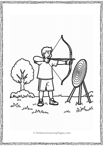 Olympics Friendly Archer Aiming At Target Free PDF Printable