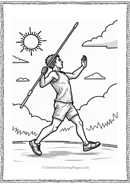 Olympics Javelin Thrower Under A Sunny Sky Free PDF Printable