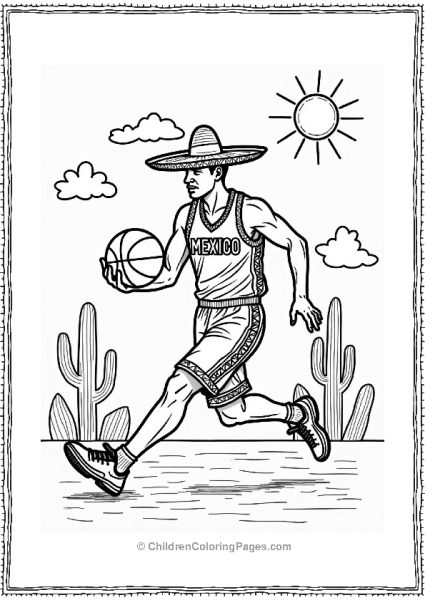 Olympics Mexican Athlete Playing Basketball In A Charro Suit Free PDF Printable