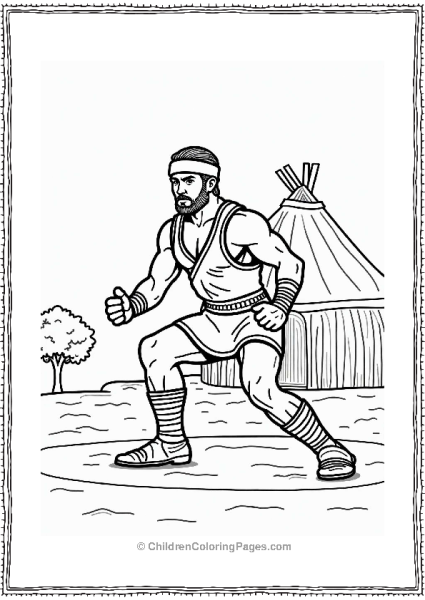 Olympics Mongolian Wrestler In Traditional Pose Free PDF Printable