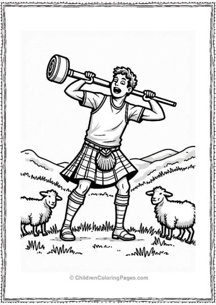 Olympics Scottish Athlete Throwing A Caber Free PDF Printable