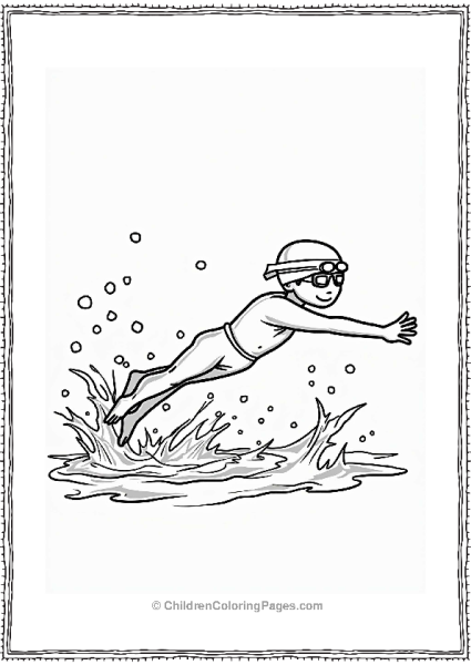 Olympics Swimmer Diving Into Water Free PDF Printable
