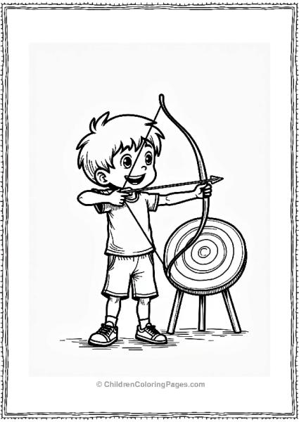 Olympics Young Boy Practicing Archery Free PDF Printable