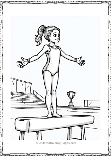 Olympics Young Girl Practicing Gymnastics On Balance Beam Free PDF Printable
