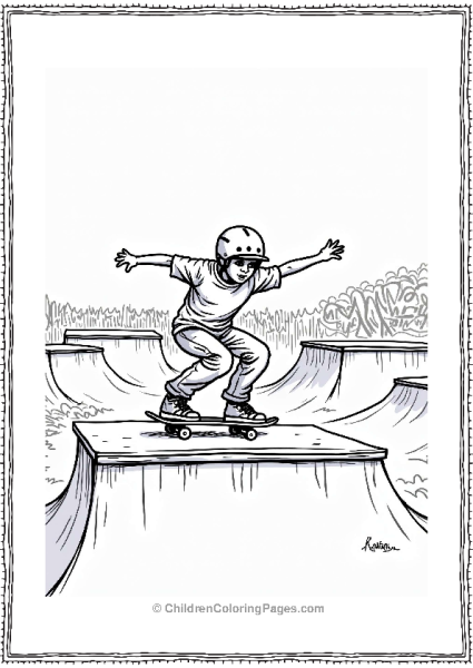 Olympics Young Skater Practicing Tricks At Skate Park Free PDF Printable