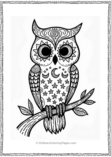Owl Sugar Skull With Stars And Moons Free PDF Printable