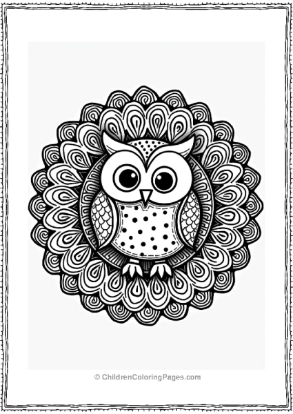 Owl Zentangle Mandala Design Free PDF Printable