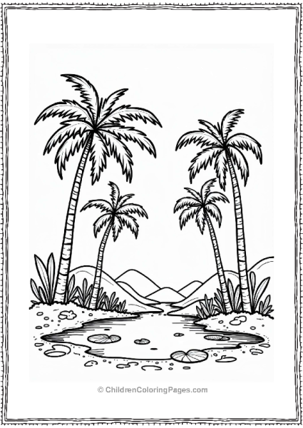 Palm Tree Oasis In Summer Free PDF Printable