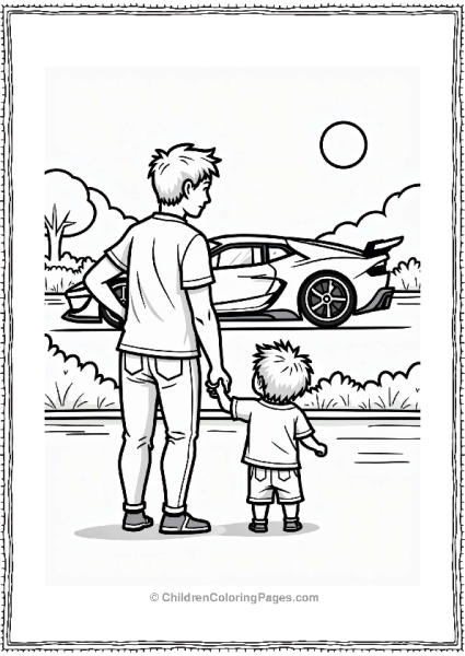 Parent And Child Viewing Race Car Free PDF Printable