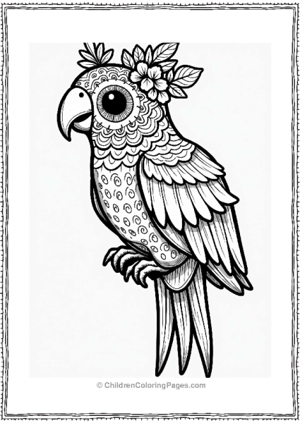 Parrot Sugar Skull With Tropical Flowers Free PDF Printable