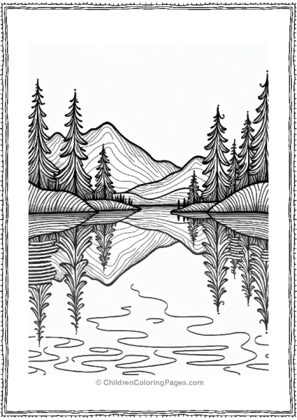 Peaceful Lake Reflection With Zentangle Patterns Free PDF Printable